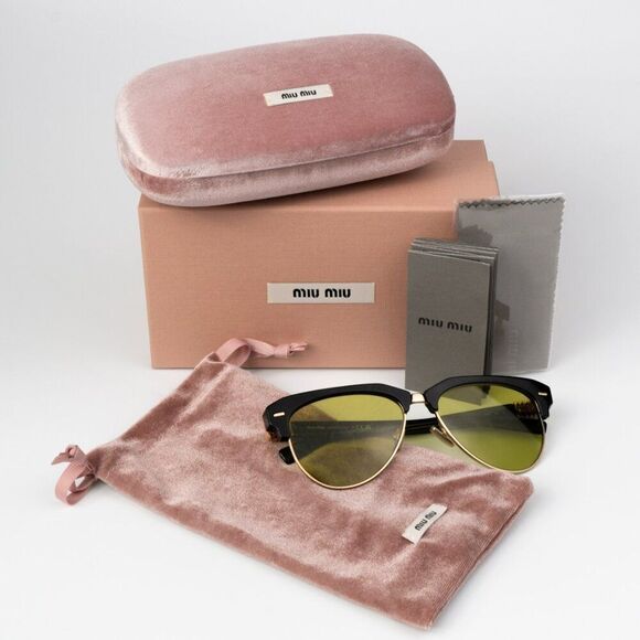 NEW Miu Miu MU09ZS 1AB07O Black Olive Green Browline Women Sunglasses 0MU 09ZS main image 11